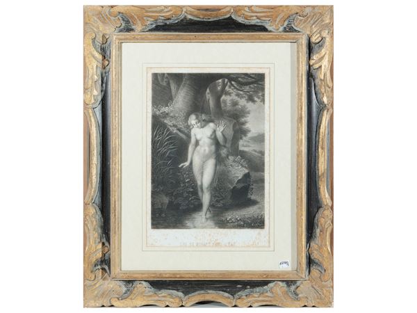 Eve se mirant dans l'eau  (XIX secolo)  - Asta Una collezione di stampe - parte II - Maison Bibelot - Casa d'Aste Firenze - Milano