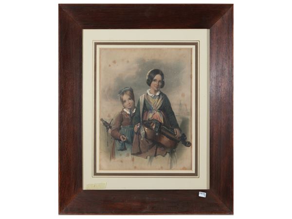 Giovani musicanti  (XIX secolo)  - Asta Una collezione di stampe - parte II - Maison Bibelot - Casa d'Aste Firenze - Milano