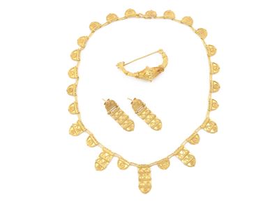 Demi Parure Collana, Orecchini e Spilla in Oro Giallo