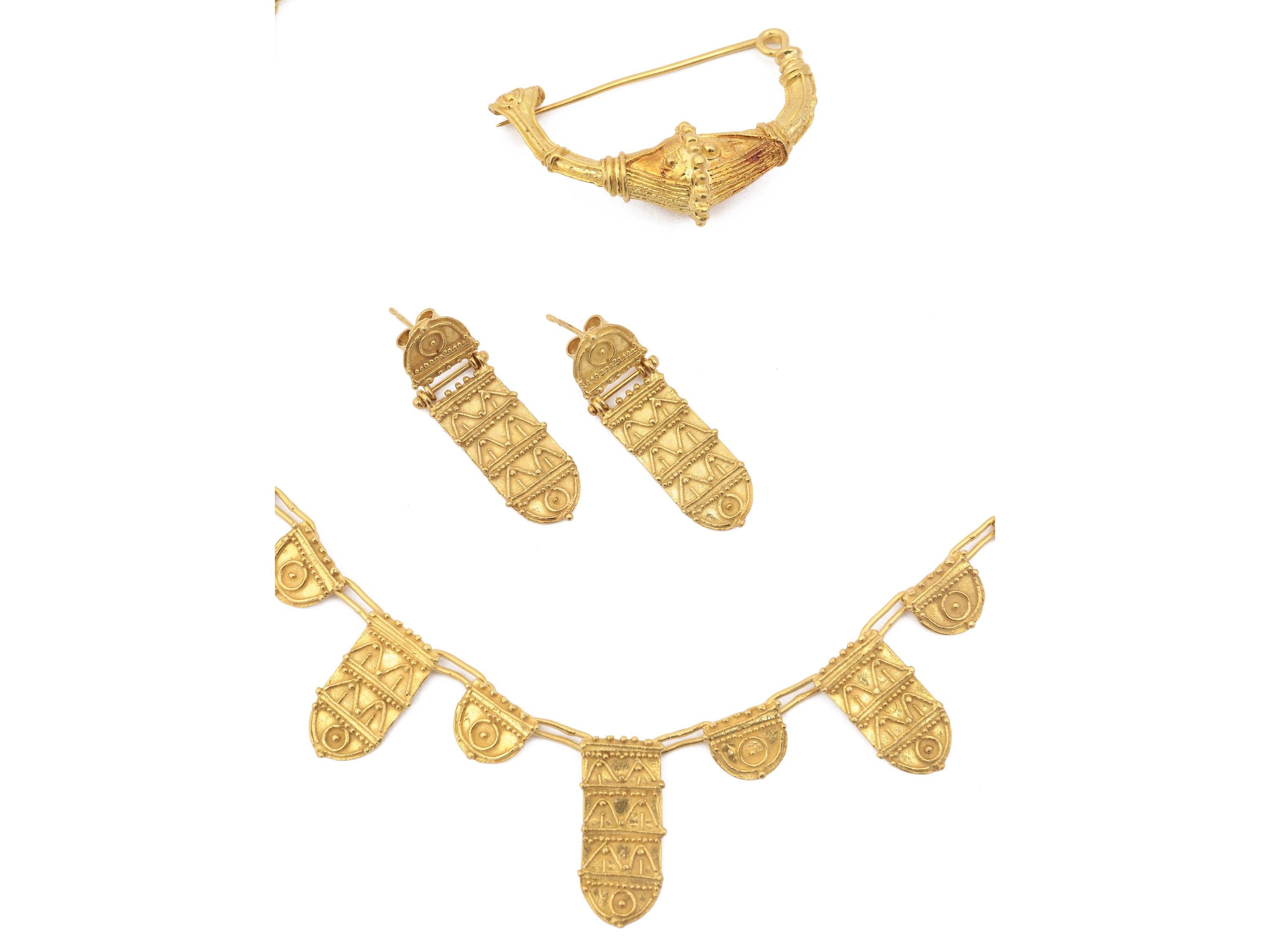 Demi Parure Collana, Orecchini e Spilla in Oro Giallo
