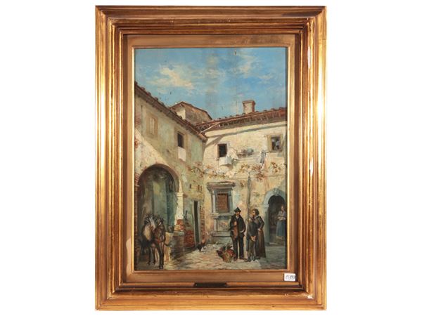 Carlo Quaranta : Venditori di polli  ((1858-1940))  - Asta Arte Moderna e Contemporanea - Maison Bibelot - Casa d'Aste Firenze - Milano