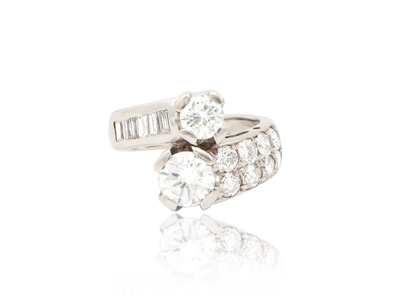 Anello Contratriè in Oro Bianco con Diamanti