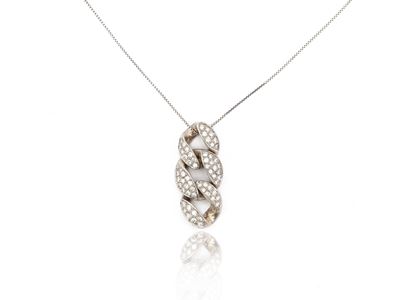 Catenina a Pendente in Oro Bianco con Diamanti