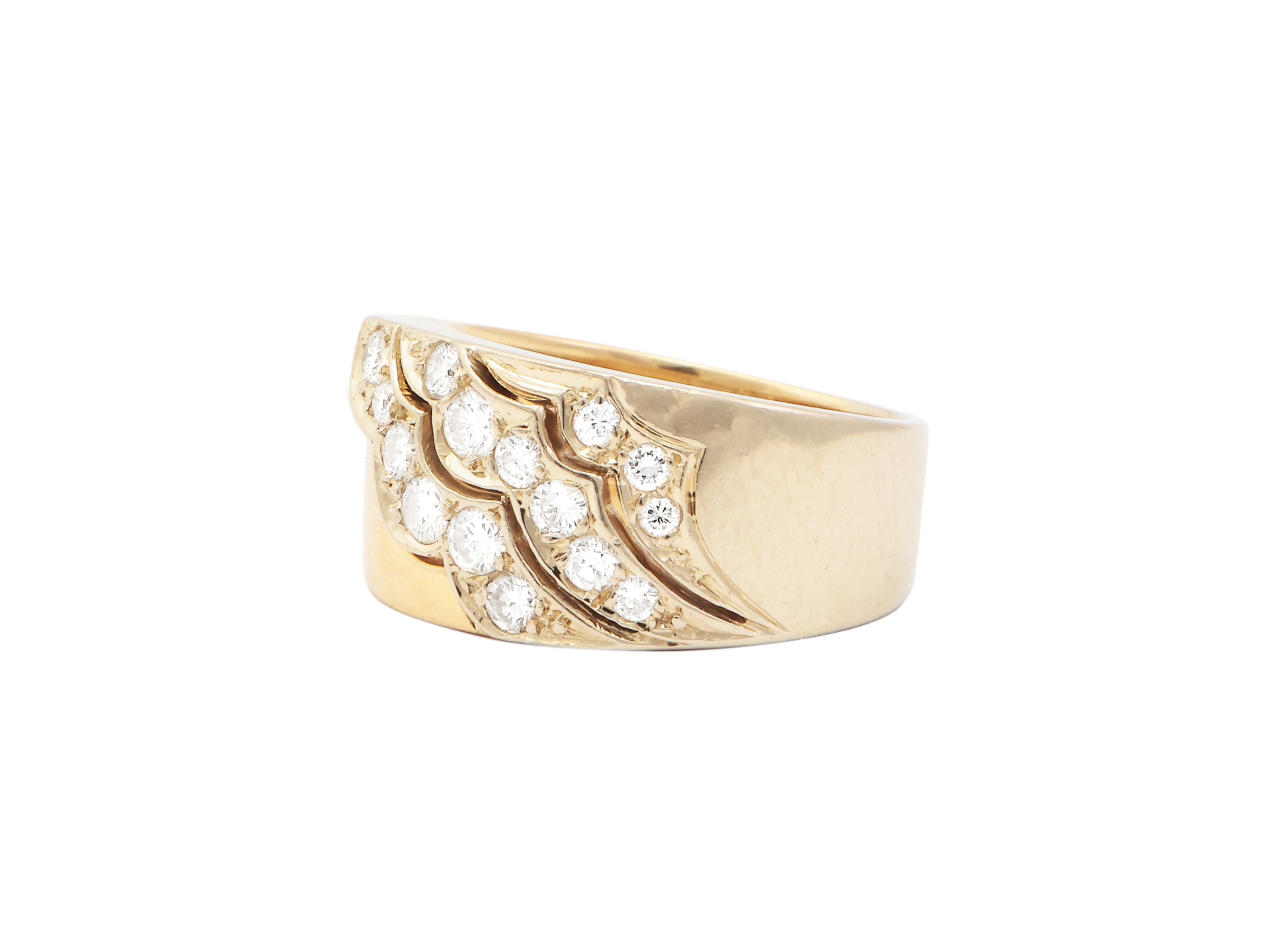 Anello a Fascia in Oro Giallo e Oro Bianco con Diamanti