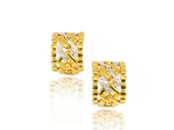 Yellow and white gold earrings with diamonds  - Auction Jewels and Watches - Maison Bibelot - Casa d'Aste Firenze - Milano