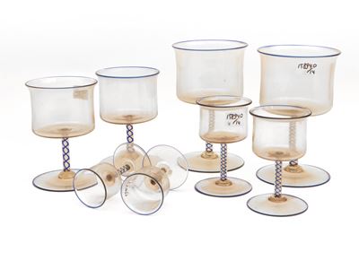 Set di Bicchieri in Vetro Soffiato, Murano Anni Venti