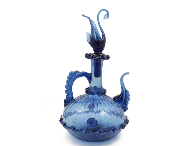 Grande Versatoio in Vetro Soffiato Azzurro