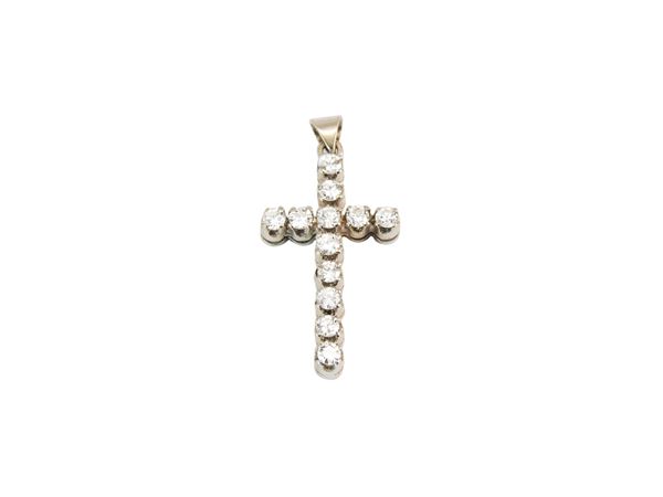 White gold cross pendant with diamonds
