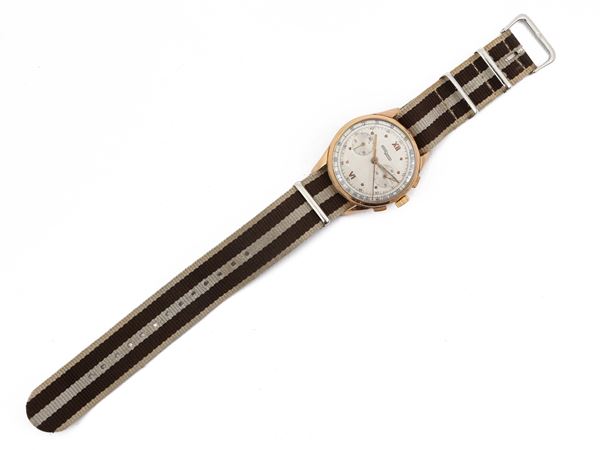 Nicolet Watch, yellow gold wrist chronograph