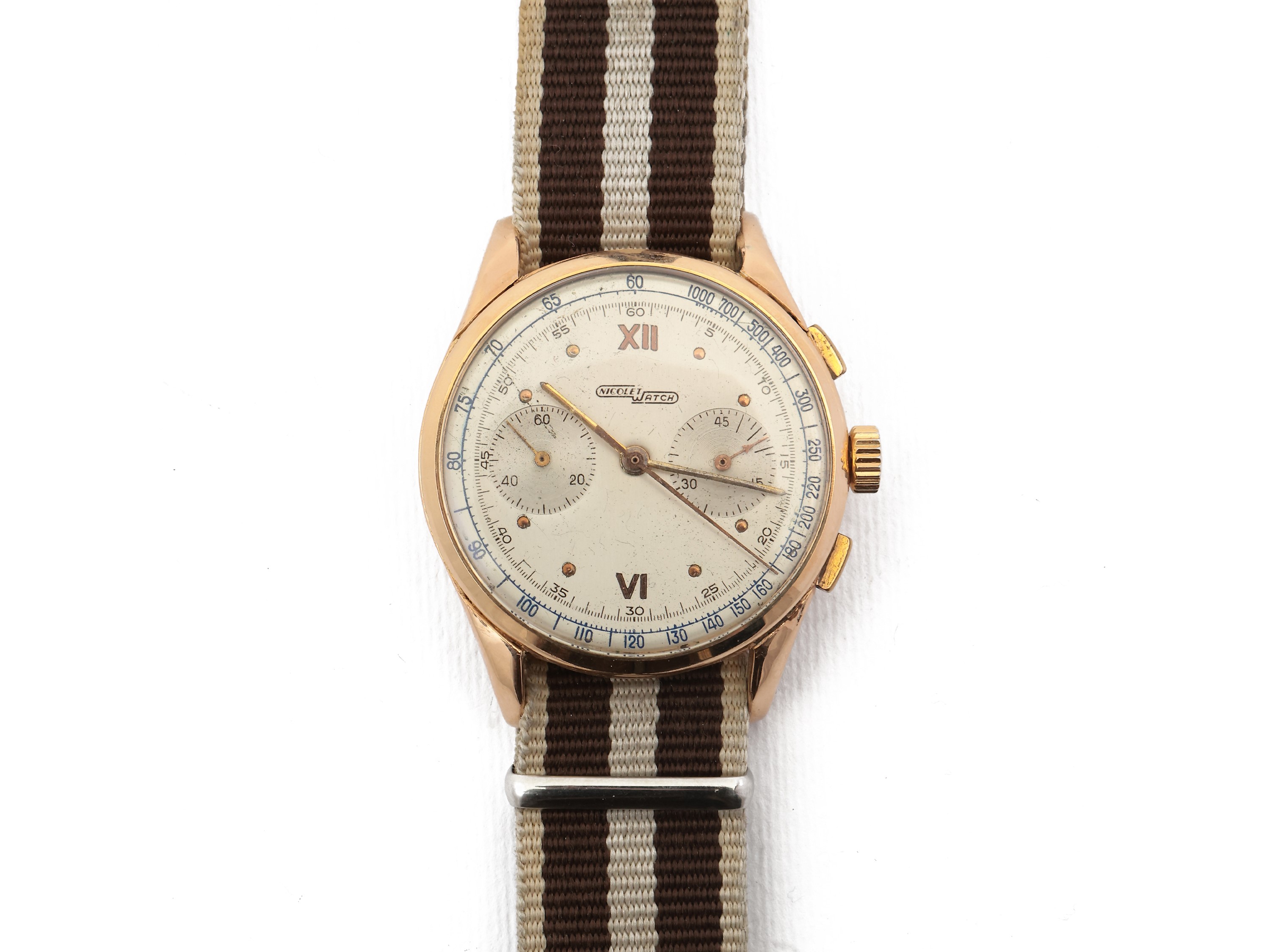Nicolet Watch, Cronografo da Polso in Oro Giallo