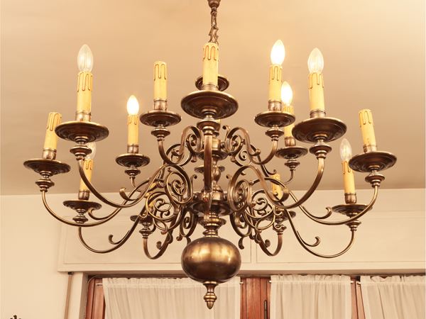 Flemish-style metal chandelier