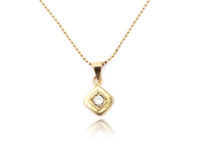 Catenina e Pendente Punto Luce in Oro Giallo con Diamante