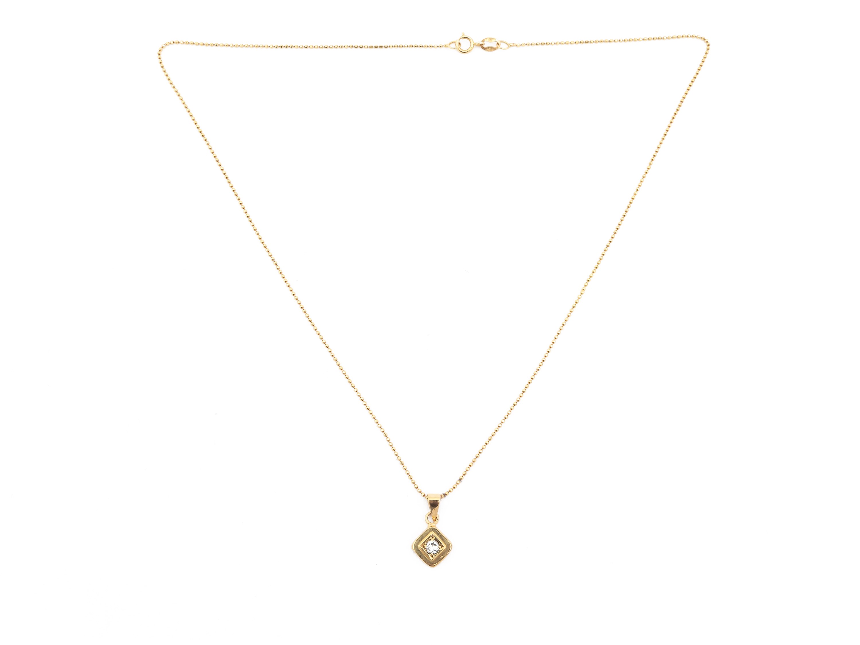 Catenina e Pendente Punto Luce in Oro Giallo con Diamante
