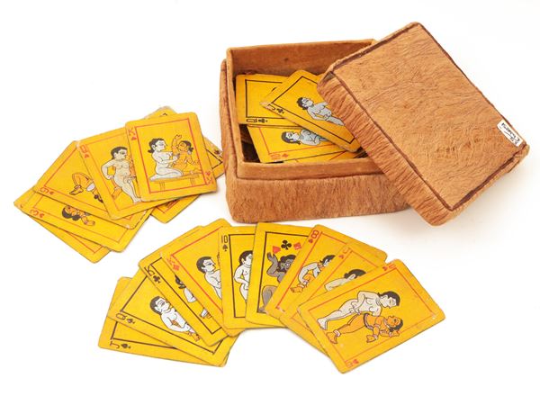Lotto di carte da gioco erotiche d'epoca