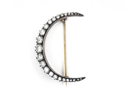 Spilla in Oro Giallo e Argento con Diamanti
