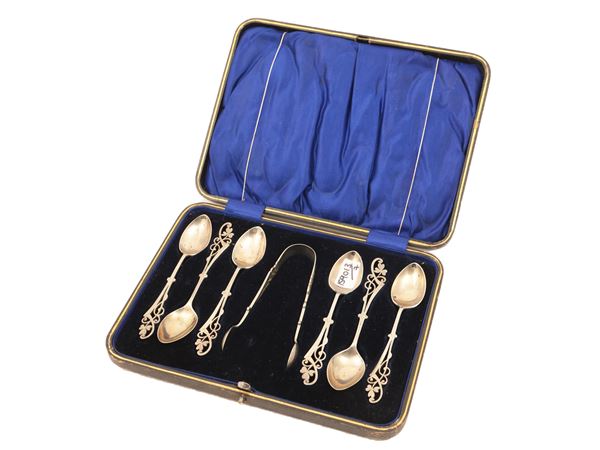 Serie di sei cucchiaini in argento, Città di Sheffield, 1907  - Asta L'arte di arredare - Maison Bibelot - Casa d'Aste Firenze - Milano