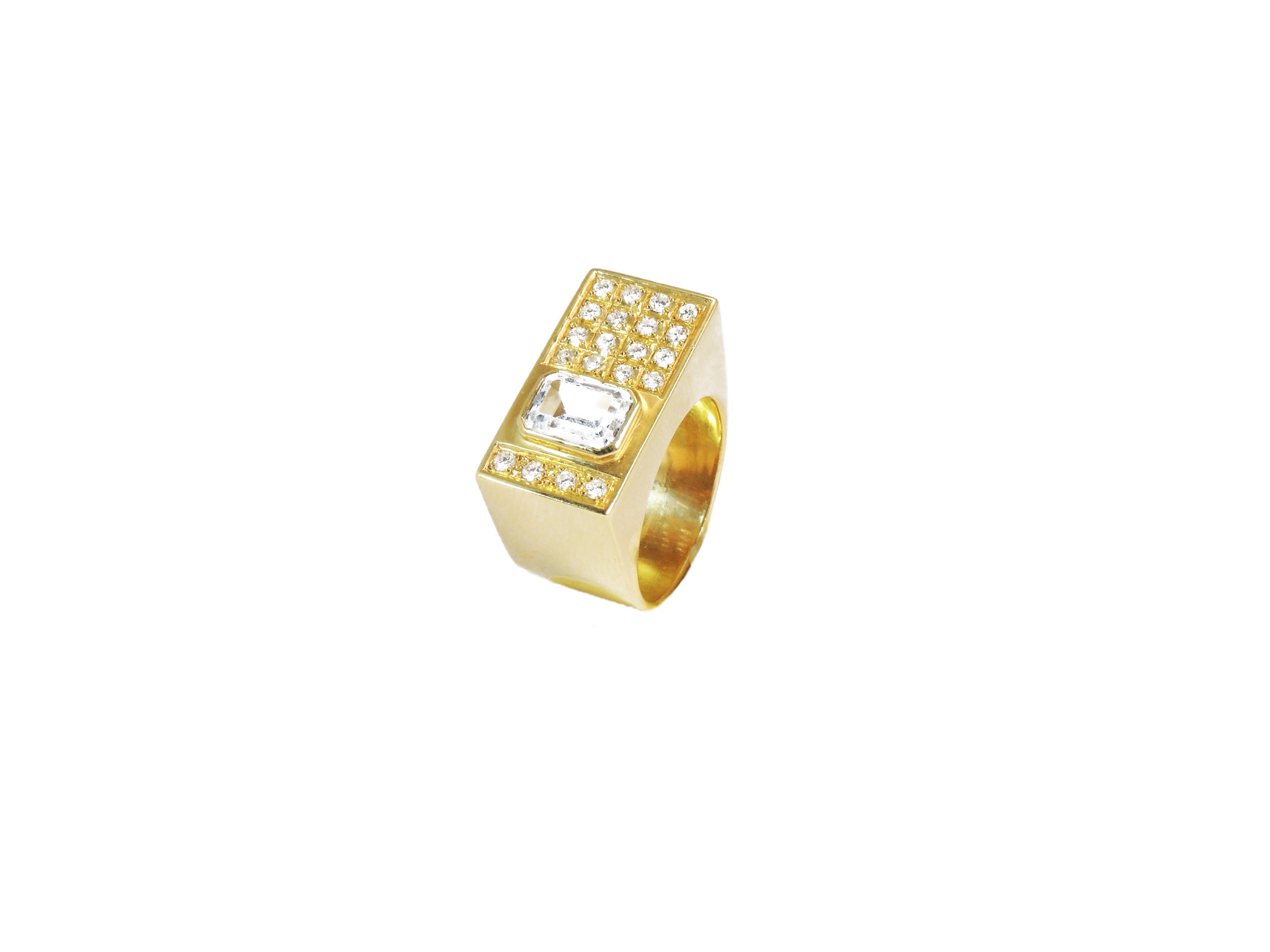 Anello a Fascia in Oro Giallo con Diamanti e Acquamarina