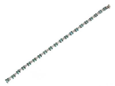 Bracciale in Oro Bianco con Diamanti e Turchesi