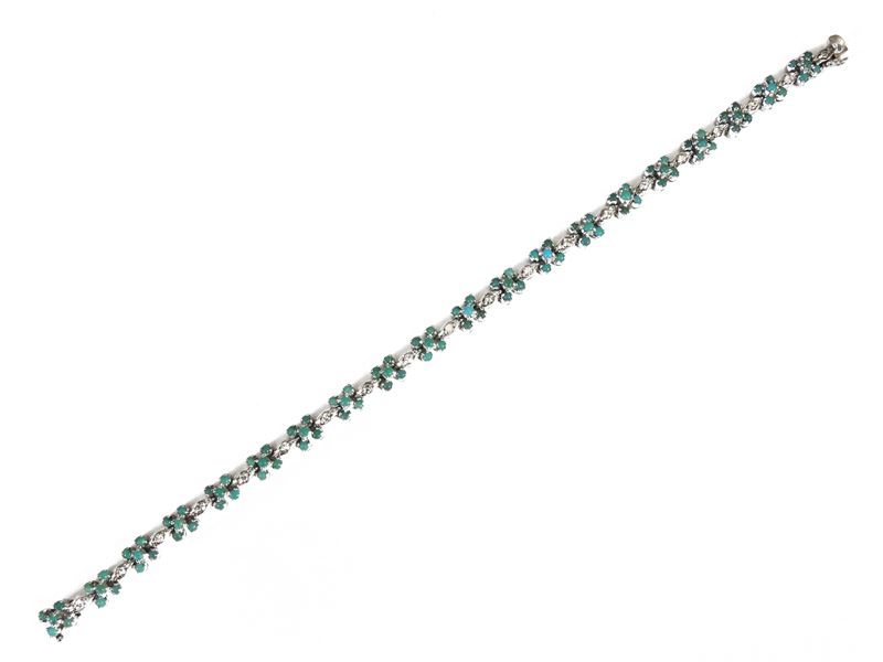 Bracciale in Oro Bianco con Diamanti e Turchesi