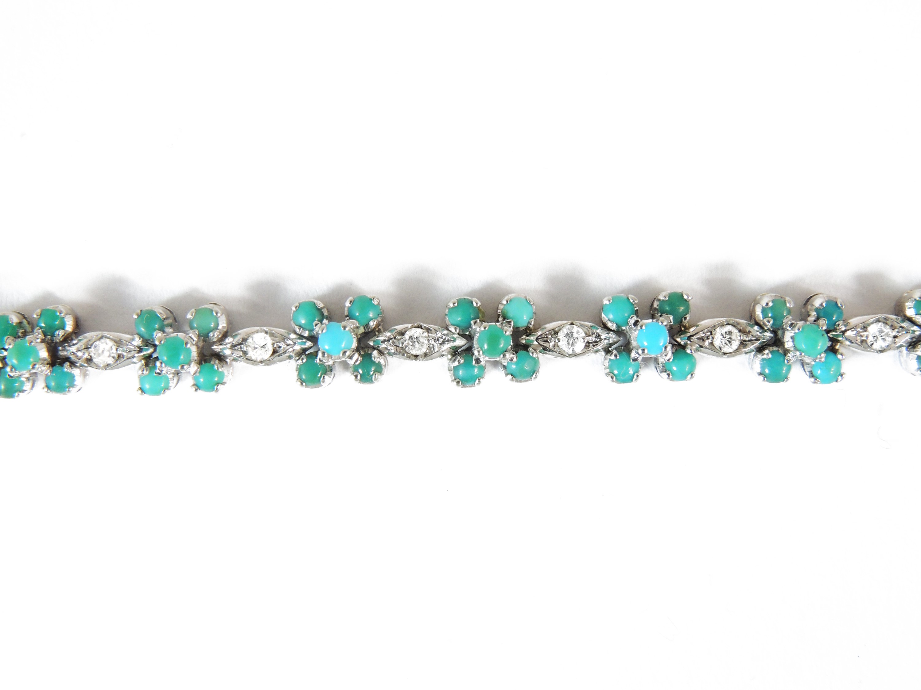 Bracciale in Oro Bianco con Diamanti e Turchesi