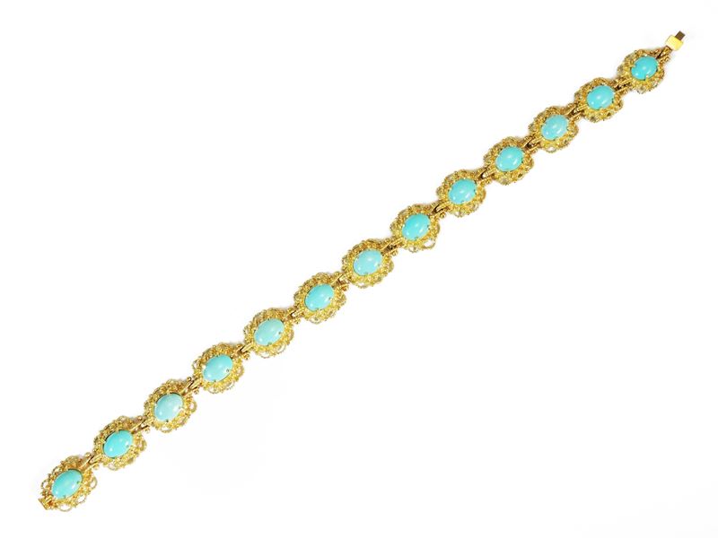 Bracciale in Oro Giallo con Turchesi