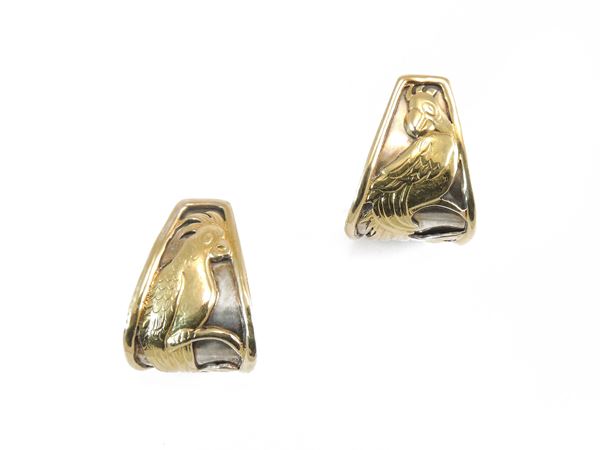 Nouvelle Bague, earrings in yellow gold and silver