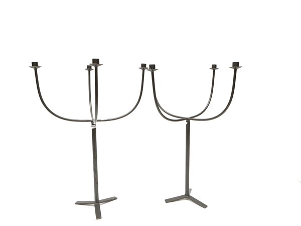 Pair of large iron candlesticks for the terrace or garden