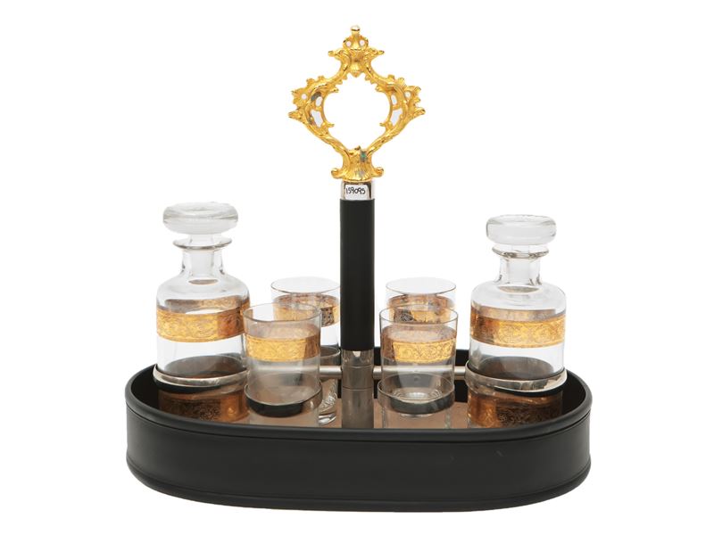 Tantalus in metallo patinato e dorato