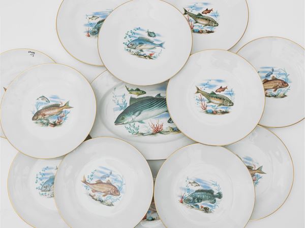 Porcelain fish plate service, Richard Ginori
