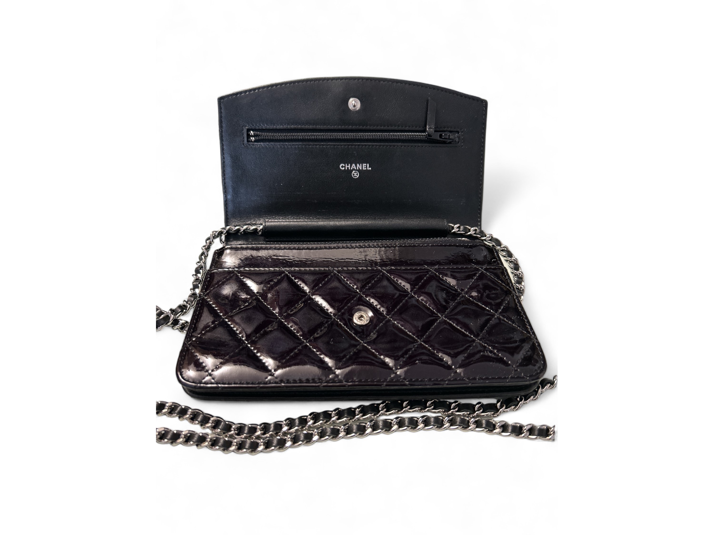 Chanel, Portafoglio Pochette Brilliant in Vernice Nera