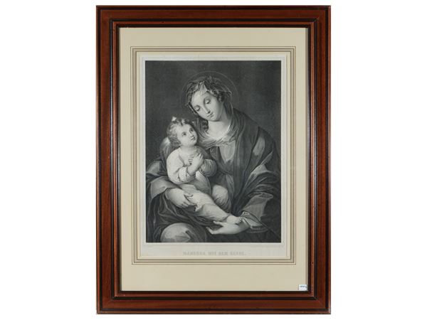 Madonna con bambino  (XIX secolo)  - Asta Una collezione di stampe - parte II - Maison Bibelot - Casa d'Aste Firenze - Milano