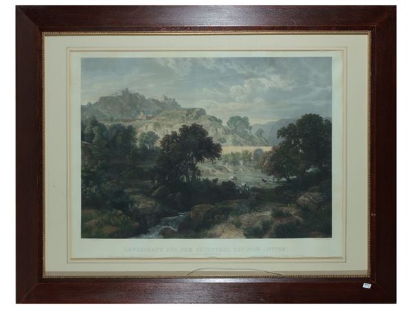 Landschaft aus dem Rhonethal Bei Sion (Sitten)  - Auction A print collection - II part - Maison Bibelot - Casa d'Aste Firenze - Milano