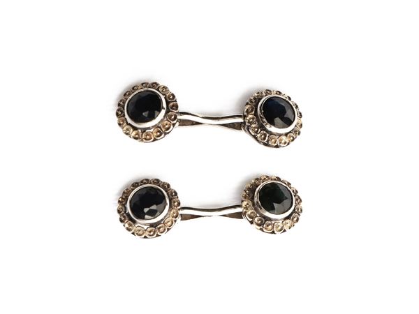 White gold cufflinks with sapphires