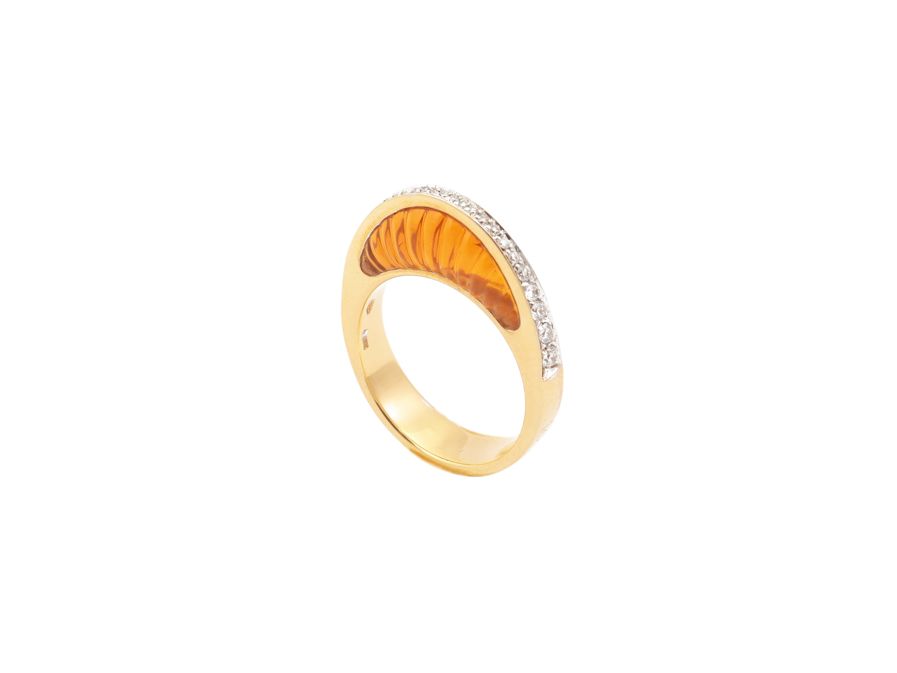 Scavia Io Si, Anello in Oro Giallo e Bianco con Diamanti e Quarzo Citrino Inciso