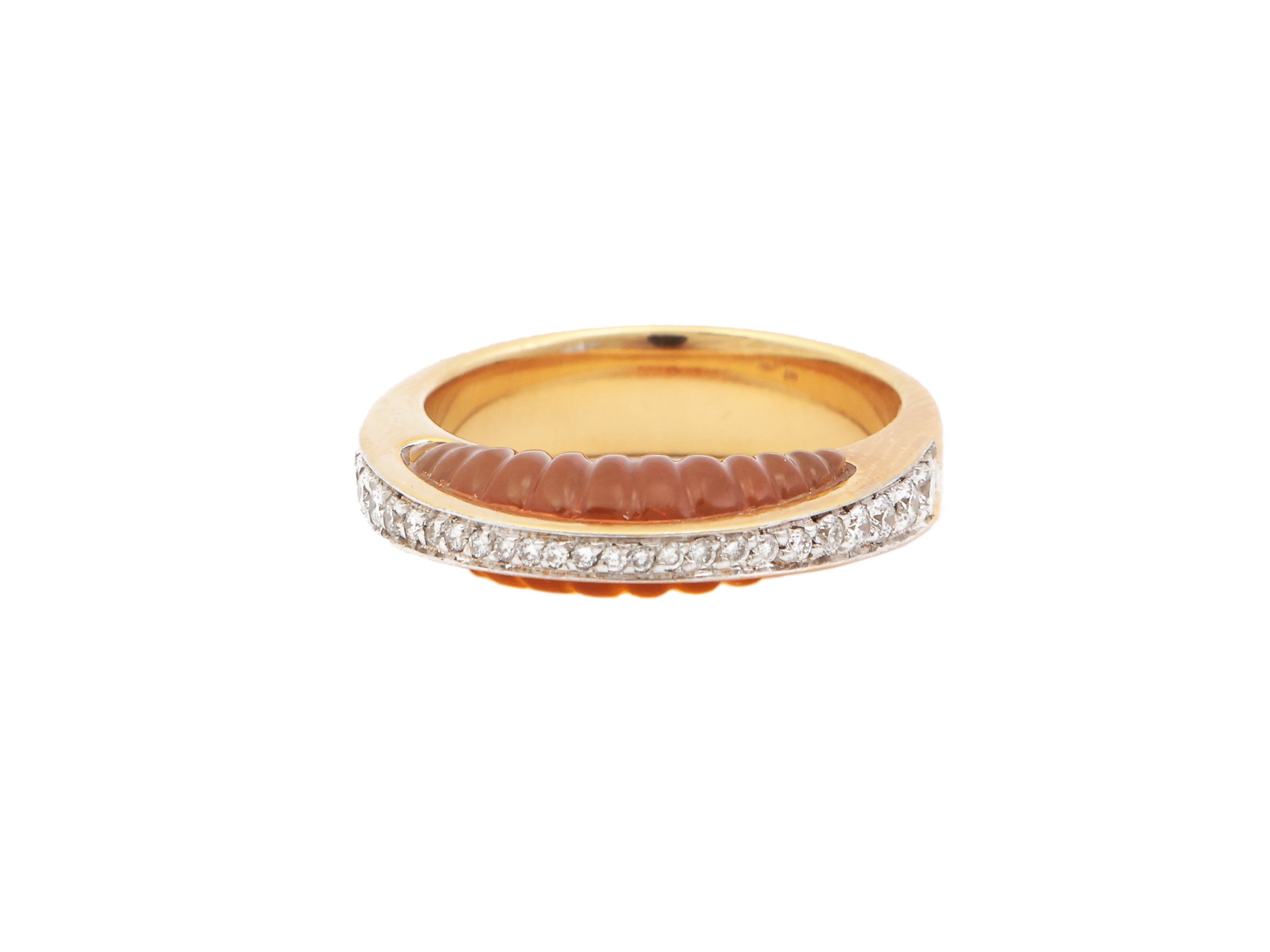 Scavia Io Si, Anello in Oro Giallo e Bianco con Diamanti e Quarzo Citrino Inciso