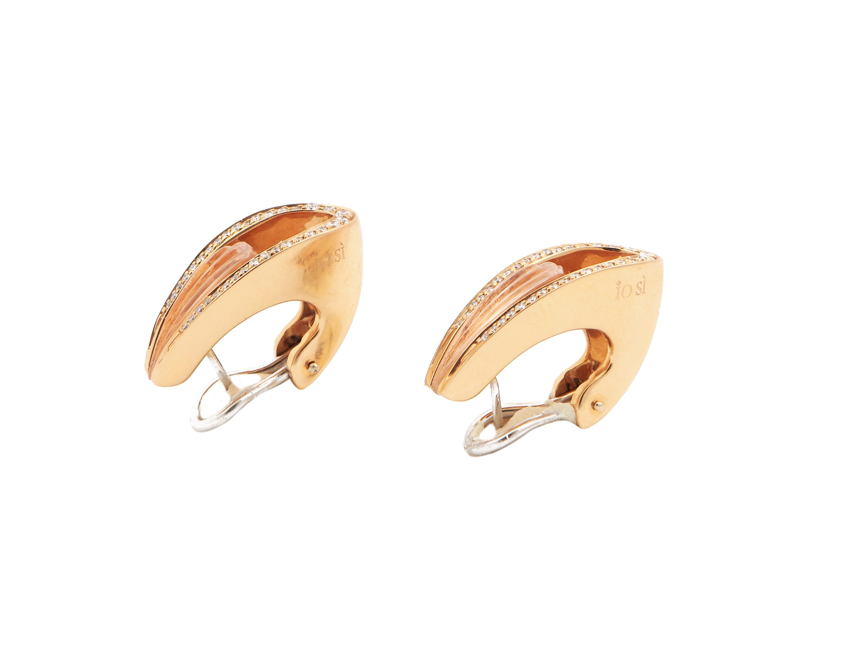 Scavia Io Si, Orecchini in oro rosa e bianco con diamanti e quarzi rosa incisi