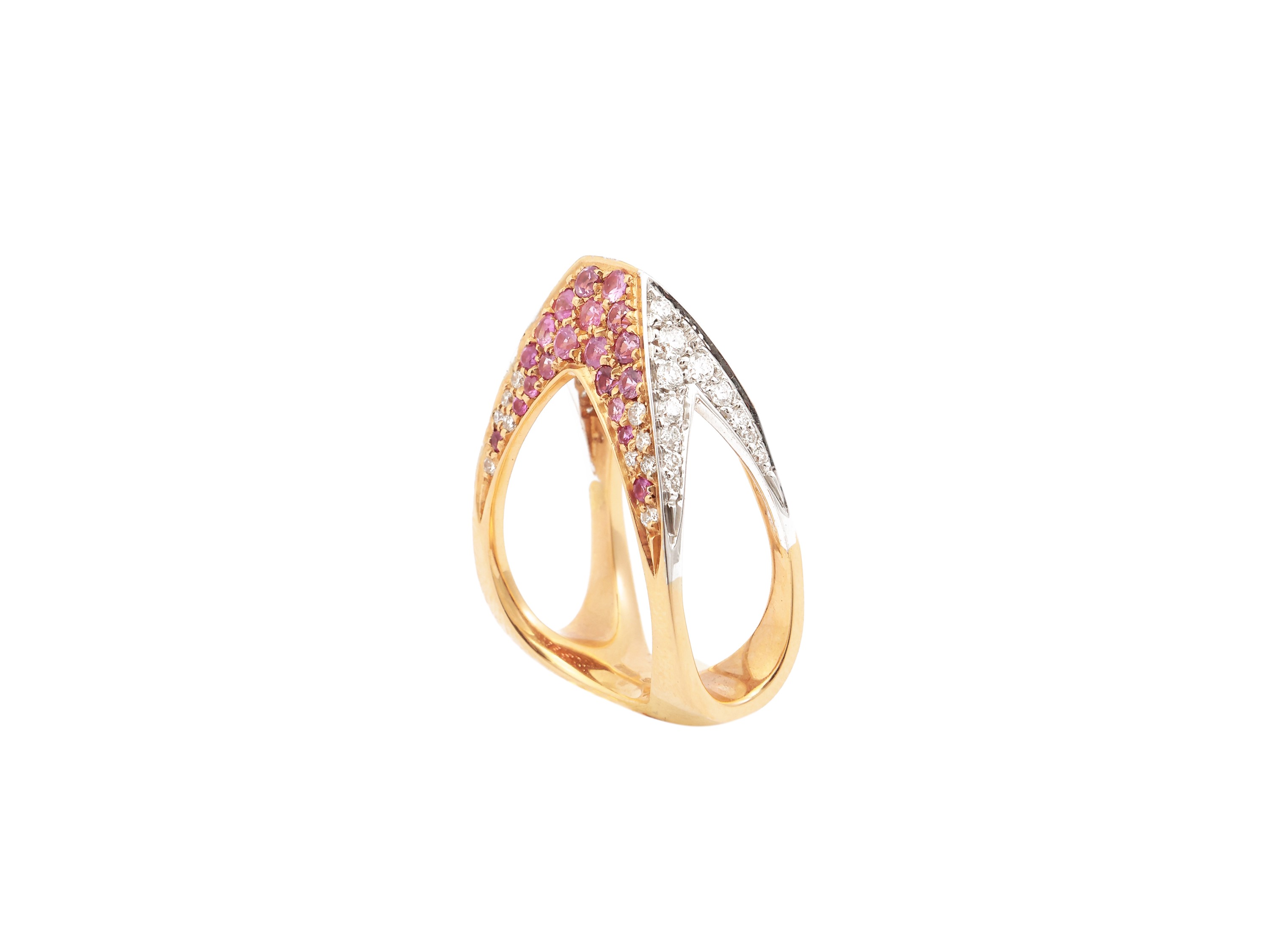 Scavia Io Sì, Anello in Oro Rosa con Diamanti e Zaffiri Rosa