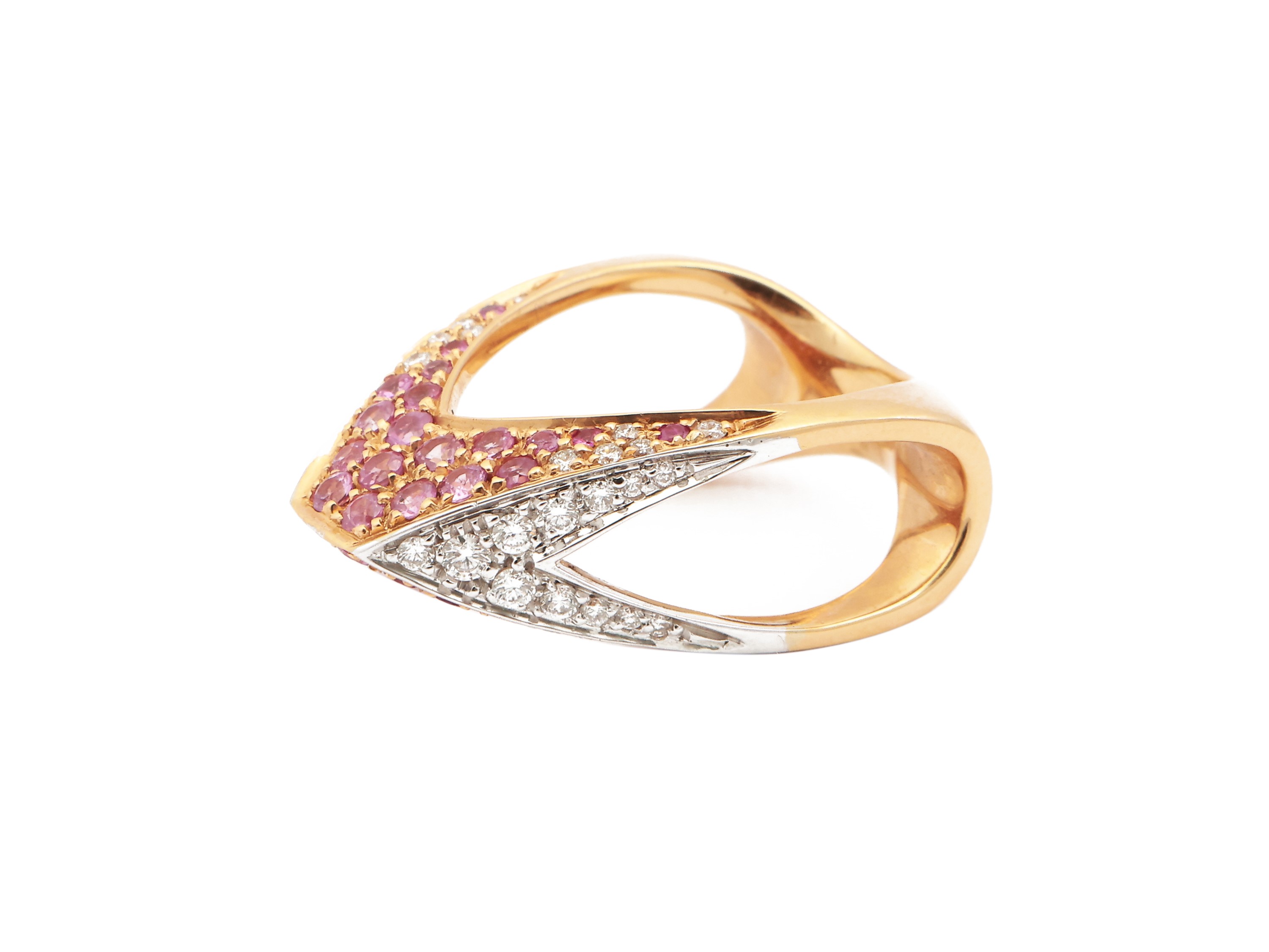 Scavia Io Sì, Anello in Oro Rosa con Diamanti e Zaffiri Rosa