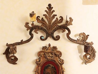 Torciera da Muro in Tole Dorata