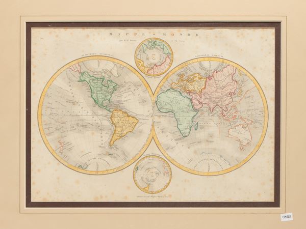 World maps by M. M.rs Drioux et Ch. Leroy  (nineteenth century)  - Auction A print collection - II part - Maison Bibelot - Casa d'Aste Firenze - Milano