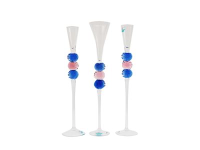 Serie di Tre Alti Calici Barovier & Toso della Serie B.a.g.