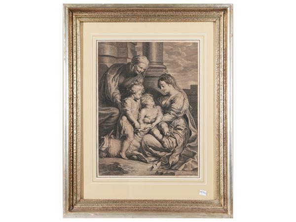 Madonna with child and Saint John  (17th/18th century)  - Auction A print collection - II part - Maison Bibelot - Casa d'Aste Firenze - Milano