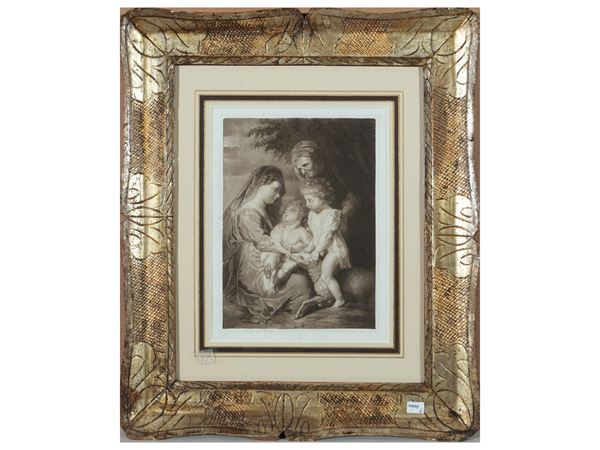 Madonna with child and infant Saint John  (18th century)  - Auction A print collection - II part - Maison Bibelot - Casa d'Aste Firenze - Milano