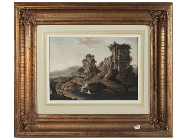 Bath of the nymphs with ruins  (1821)  - Auction A print collection - II part - Maison Bibelot - Casa d'Aste Firenze - Milano