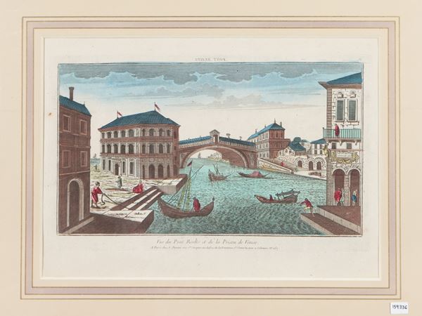 Vue du Pont Realto et de la Prison de Venise  (XVIII secolo)  - Asta Una collezione di stampe - parte II - Maison Bibelot - Casa d'Aste Firenze - Milano