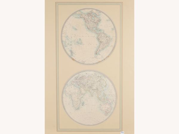 Mappamondo  (XIX secolo)  - Asta Una collezione di stampe - parte II - Maison Bibelot - Casa d'Aste Firenze - Milano