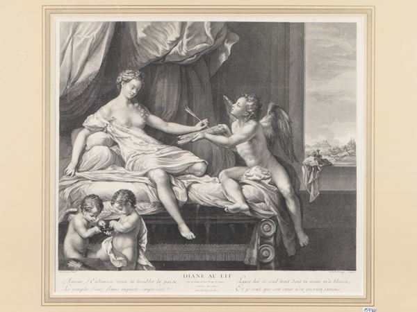 Diane au lit  (XVIII secolo)  - Asta Una collezione di stampe - parte II - Maison Bibelot - Casa d'Aste Firenze - Milano