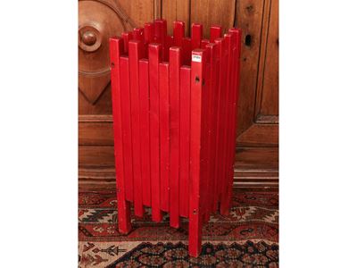 Portaombrelli in Legno Laccato Rosso, Ettore Sottsass per Poltronova, 1962