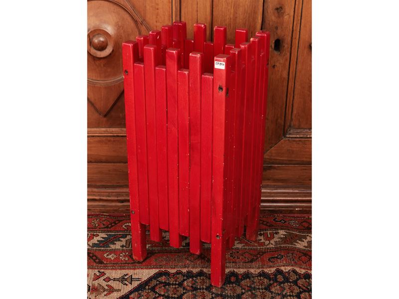 Portaombrelli in Legno Laccato Rosso, Ettore Sottsass per Poltronova, 1962