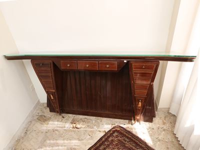 Console Impiallacciata in Mogano